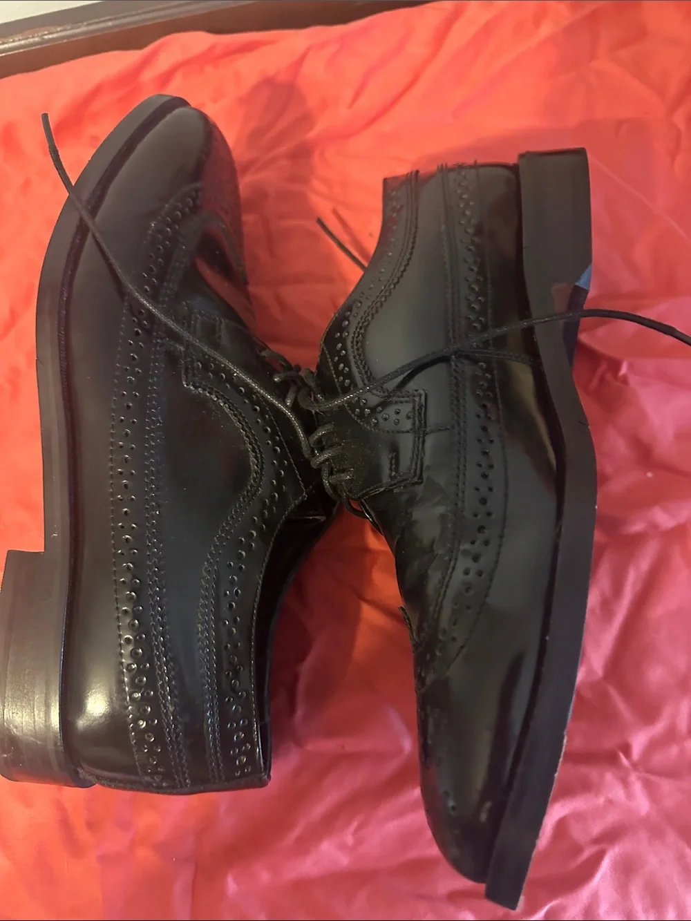 Nunn Bush Black Leather Wingtip Dress Flex Oxfords
